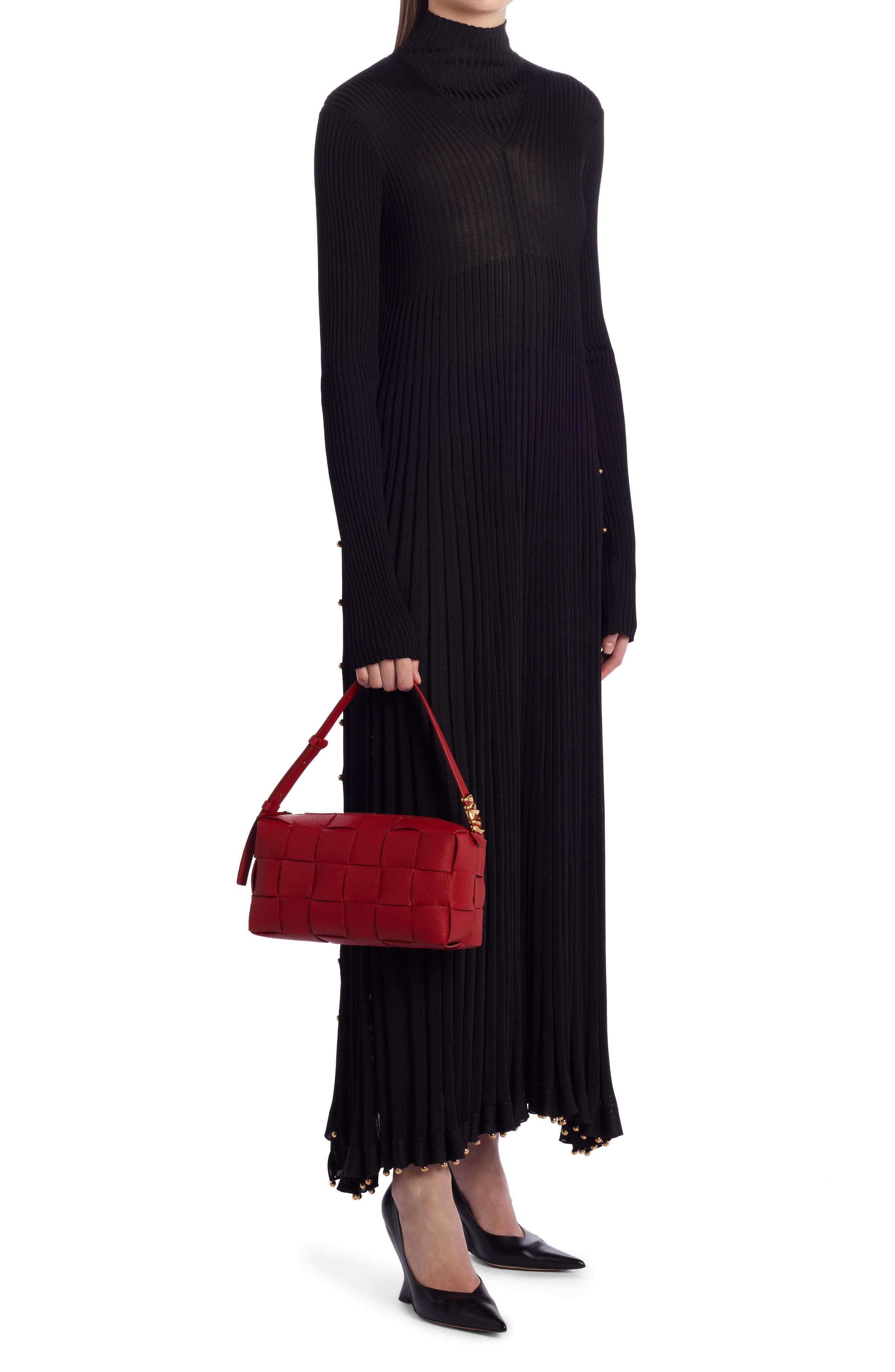 Cassette Intrecciato Leather Shoulder Bag, Alternate, color, APPLE CANDY-GOLD