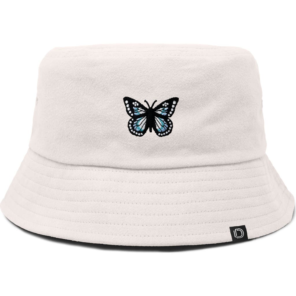 Dalix Butterfly Bucket Hat In Parchment White