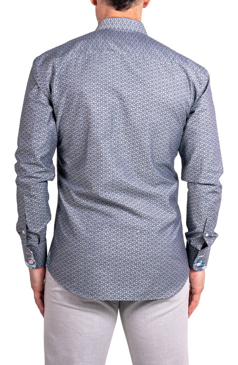 Maceoo Einstein Ascension0038 Grey Geo Print Cotton Button-Up Shirt, Alternate, color, Grey