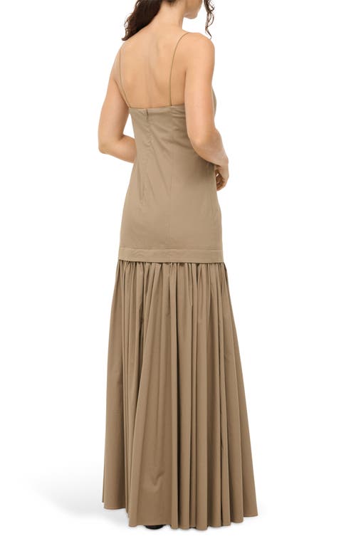 Staud Ari Gathered Sleeveless Maxi Dress In Taupe