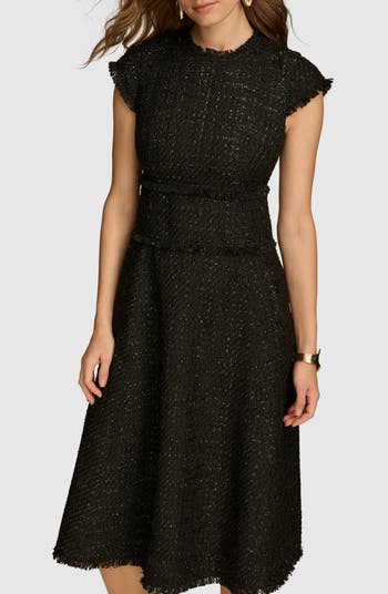 Donna Karan New York Metallic Tweed Midi Dress | Nordstrom