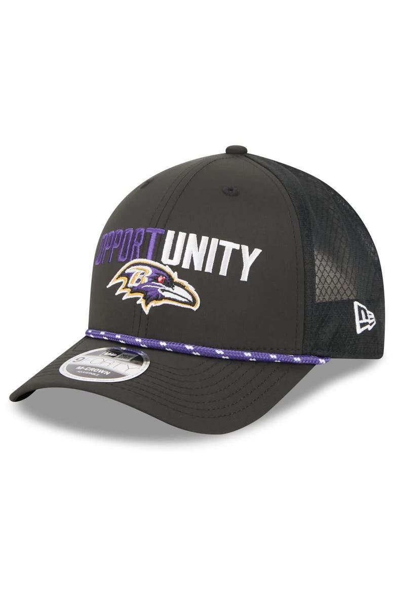 Men's New Era Black Baltimore Ravens 2025 Inspire Change 9FORTY M-Crown Adjustable Hat, Alternate, color, Black