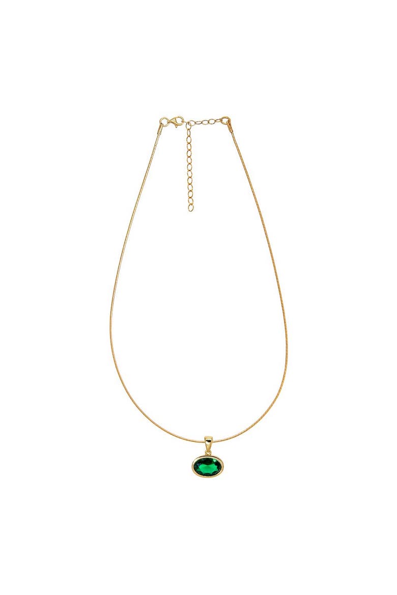 CZ Oval Bezel Charm Omega Chain Necklace, Main, color, Emerald Green
