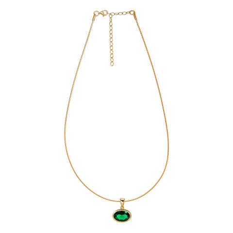CZ Oval Bezel Charm Omega Chain Necklace