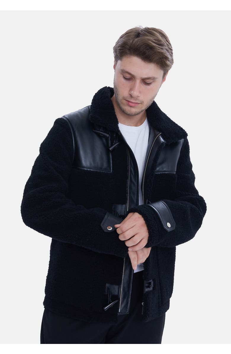 Furniq UK Vincent Sheepskin Jacket, Alternate, color, Black