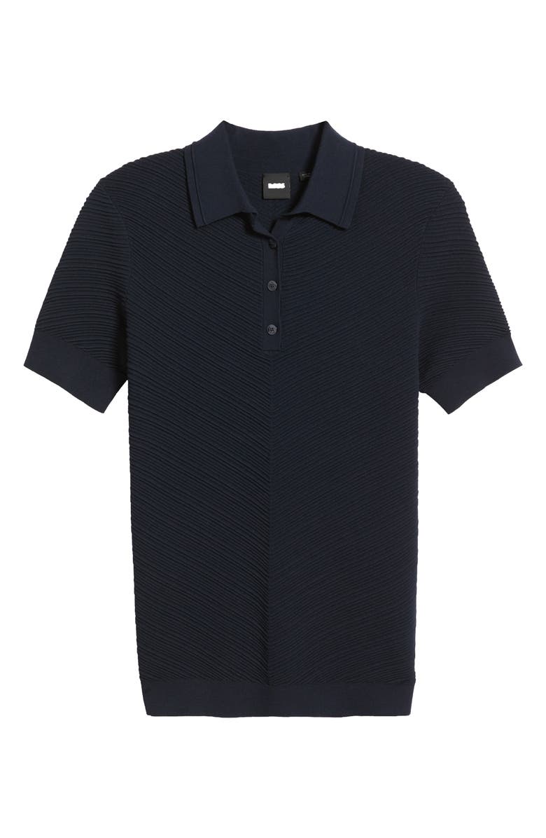 BOSS Fointa Chevron Rib Polo, Alternate, color, Sky Captain