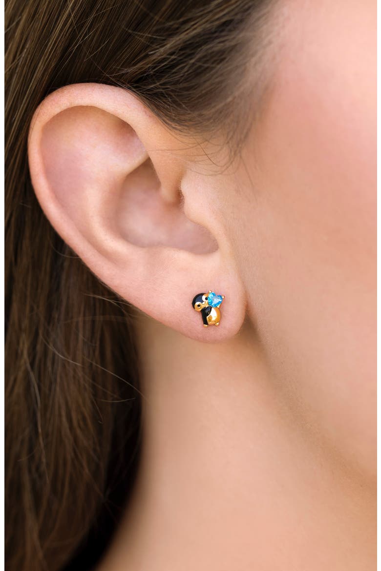 Penguin Crush Stud Earrings, Alternate, color, GOLD