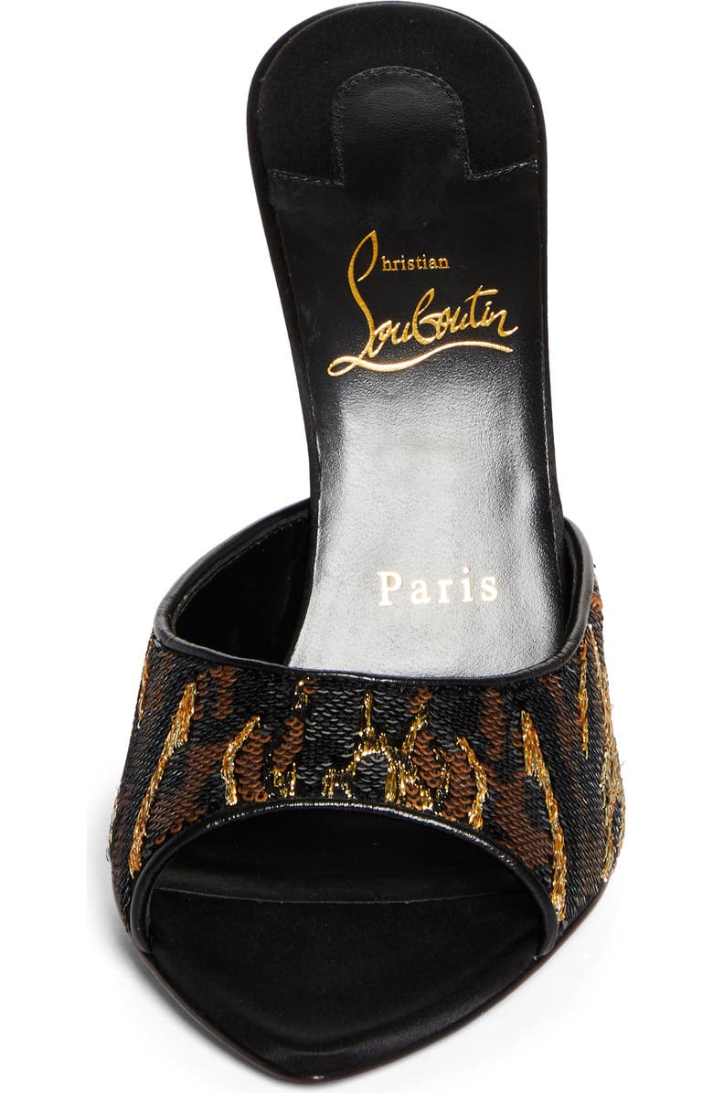 Christian Louboutin Miss Z Ocelot Sequin Silk Sandal, Alternate, color, Brown Multi/ Black