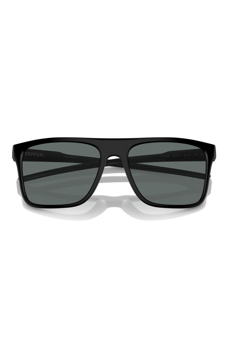 58mm Polarized Flat Top Sunglasses, Alternate, color, MATTE BLACK