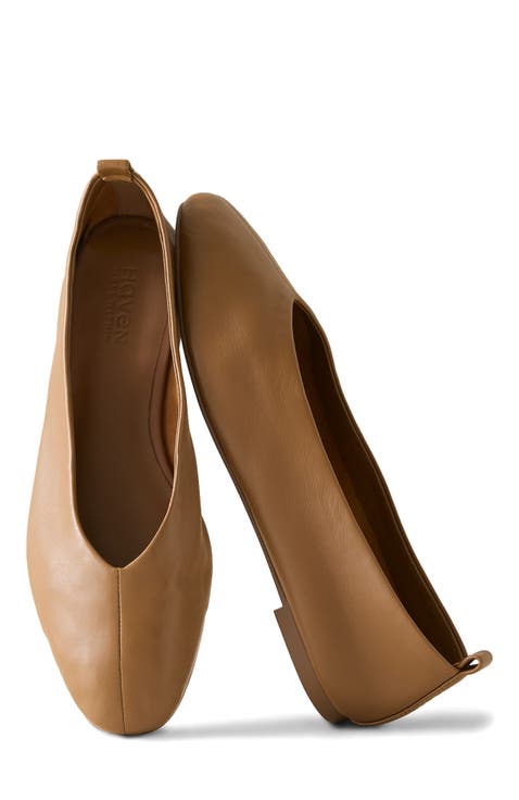 Leather Almond Toe Flats