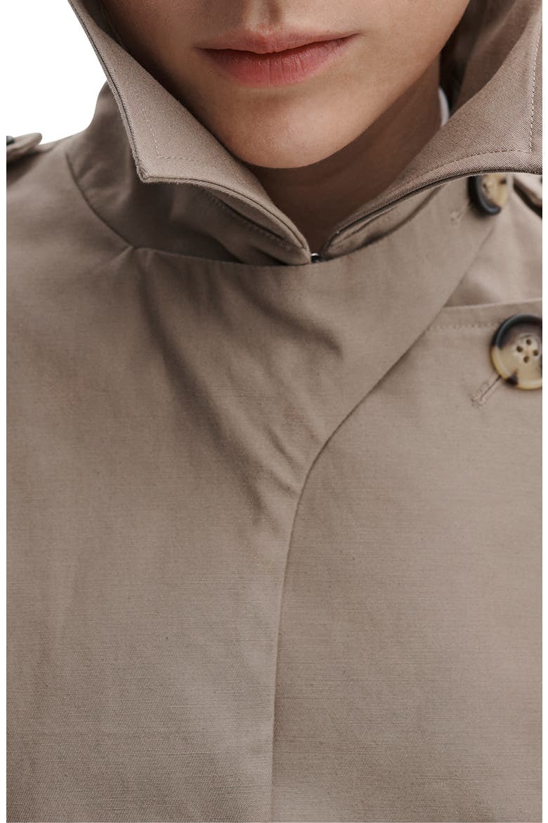 Jamie Double Breasted Crop Cotton Trench Coat, Alternate, color, KHAKI