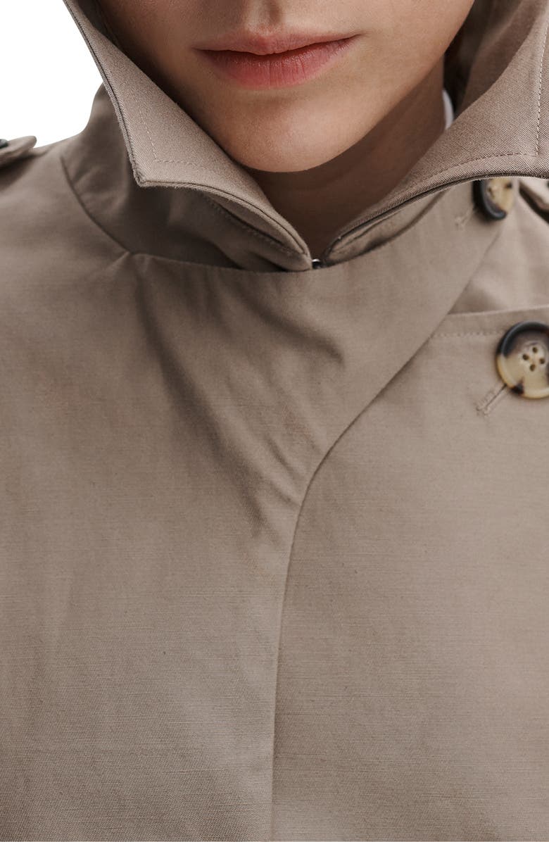 rag & bone Jamie Double Breasted Crop Cotton Trench Coat, Alternate, color, Khaki