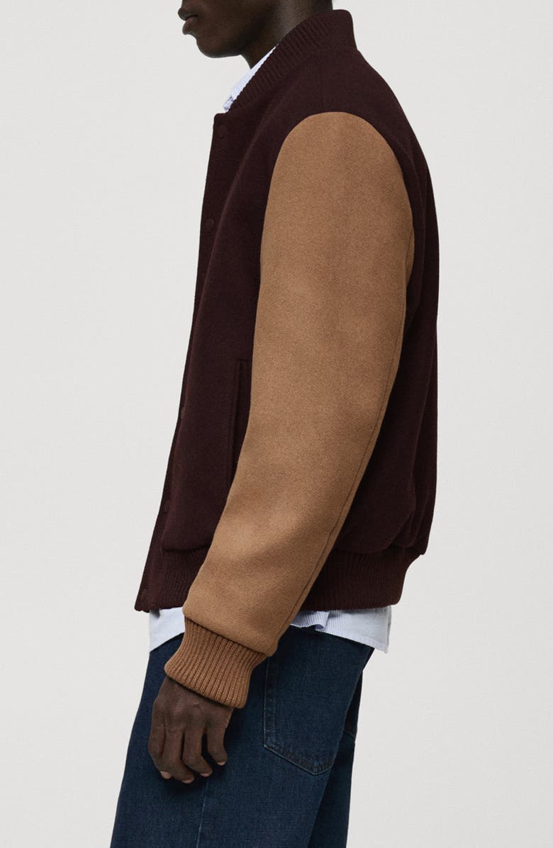 MANGO Two-Tone Varsity Jacket, Alternate, color, 