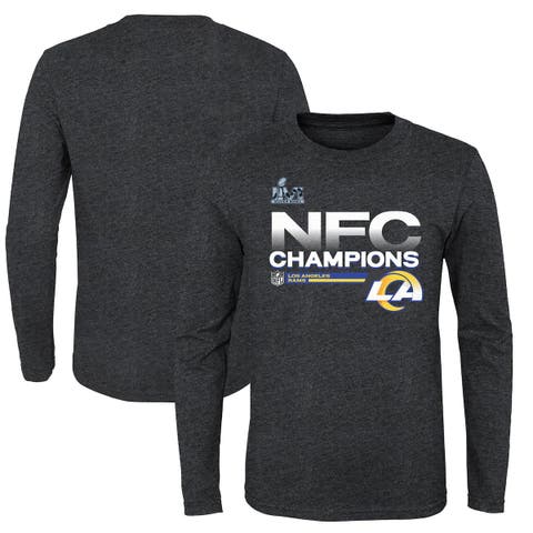 Youth Fanatics Branded Heathered Charcoal Los Angeles Rams 2021 NFC Champions Locker Room Trophy Collection Long Sleeve T-Shirt