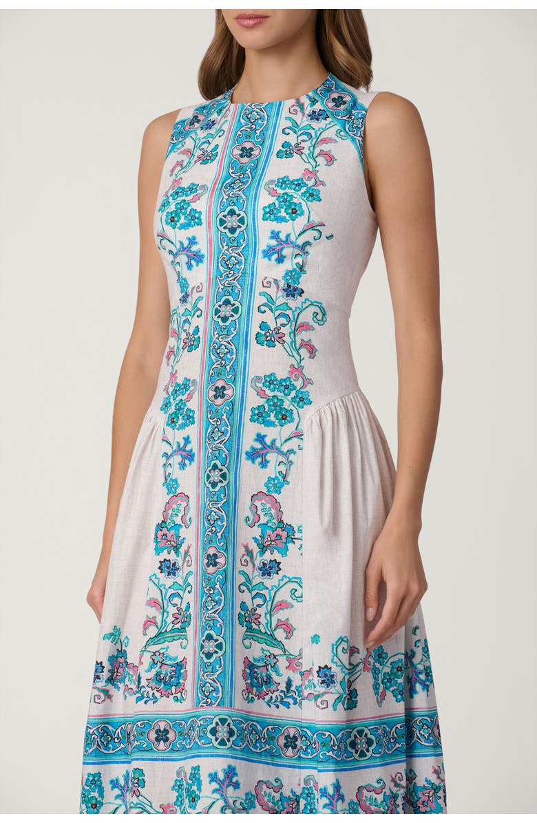 Shoshanna Warwick Tile Print Adele Dress, Alternate, color, Sky Blue Multi