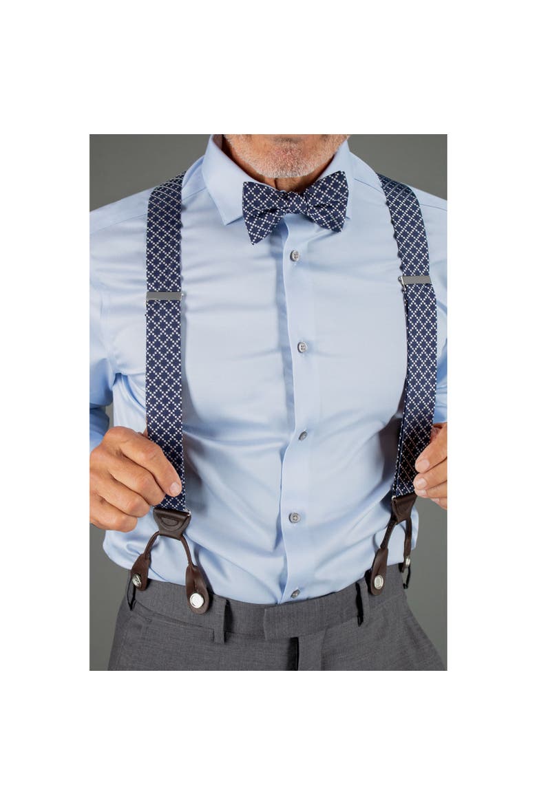 Rowan Geometric Pattern Silk Bow Tie, Alternate, color, Navy