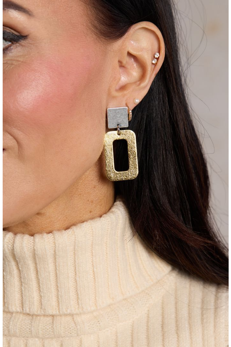 Logan Earrings, Alternate, color, Vintage Gold Mixed Metal