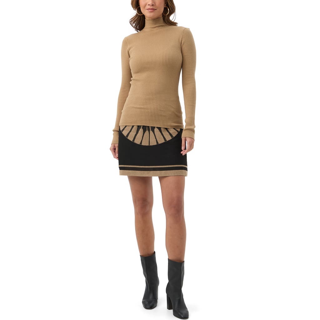 Trina Turk Hempstead Ribbed Turle Neck Sweater In Brown