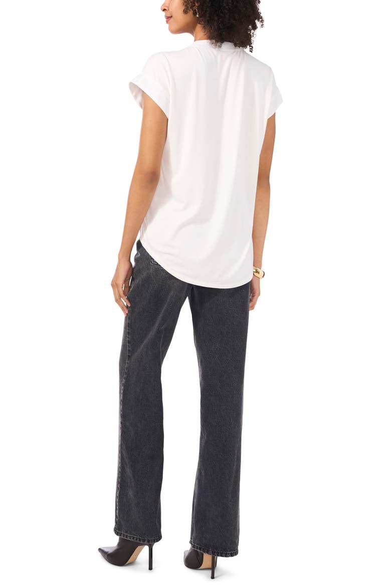 Split Neck Georgette Top, Alternate, color, NEW IVORY