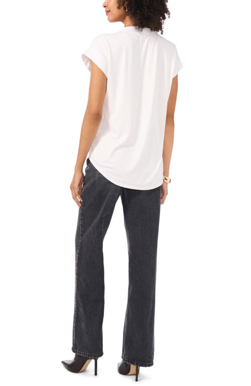 Shop Vince Camuto Split Neck Georgette Top In New Ivory