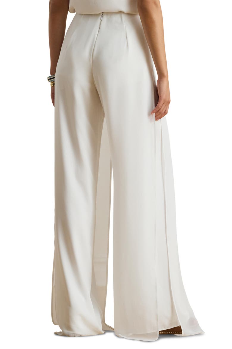 Paski Georgette Overlay Wide Leg Pants, Alternate, color, WHITE