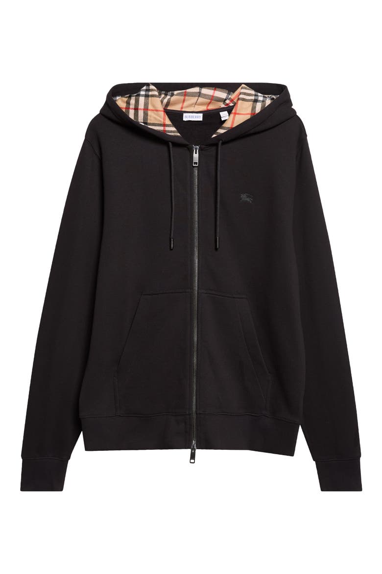 Scott Inner Check Full Zip Hoodie, Main, color, BLACK