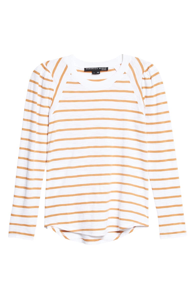 Veronica Beard Mason Stripe Puff Sleeve Baseball T-Shirt, Alternate, color,