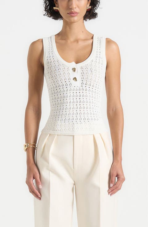 Nora Pointelle Knitted Vest with Knot Button