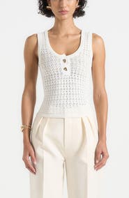 Manière De Voir Nora Pointelle Knitted Vest with Knot Button
