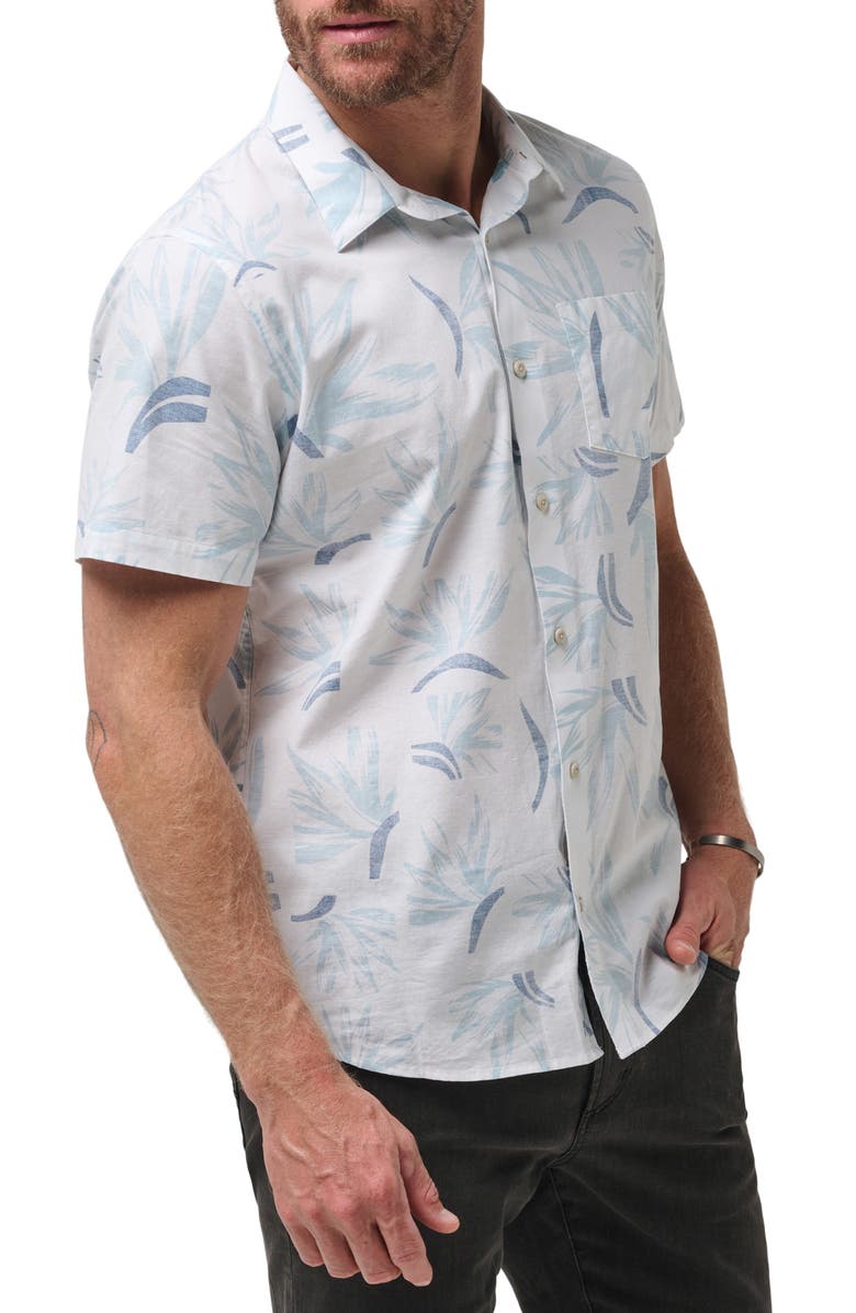 TravisMathew The Thick Of It Short Sleeve Button-Up Shirt, Alternate, color, White Navy