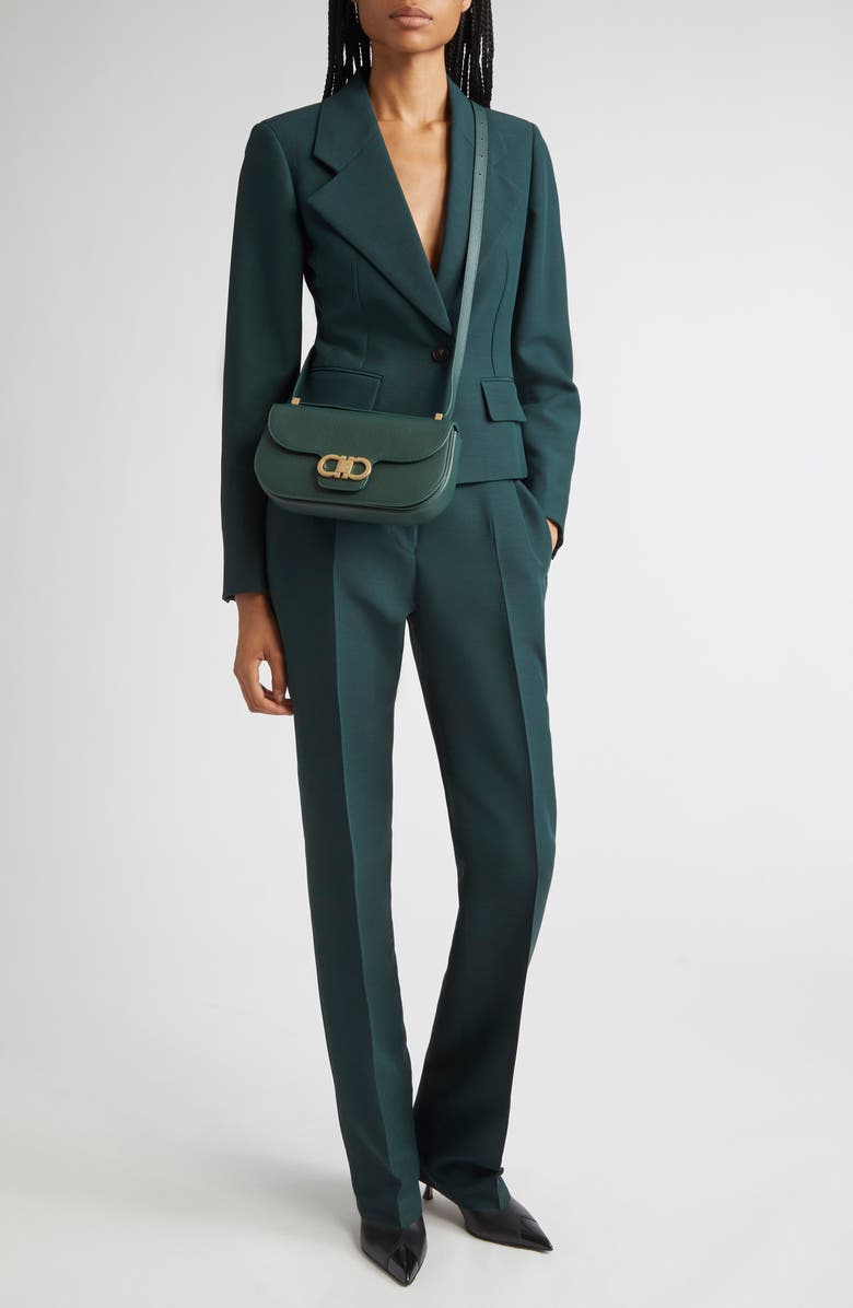 FERRAGAMO One-Button Crop Blazer, Alternate, color, Moss