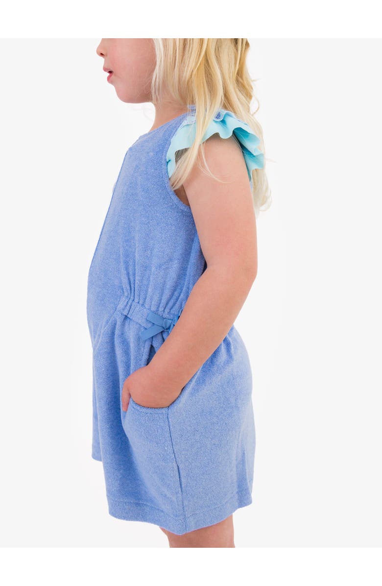RuffleButts Girls Terry Cover-Up Romper, Alternate, color, Periwinkle Blue