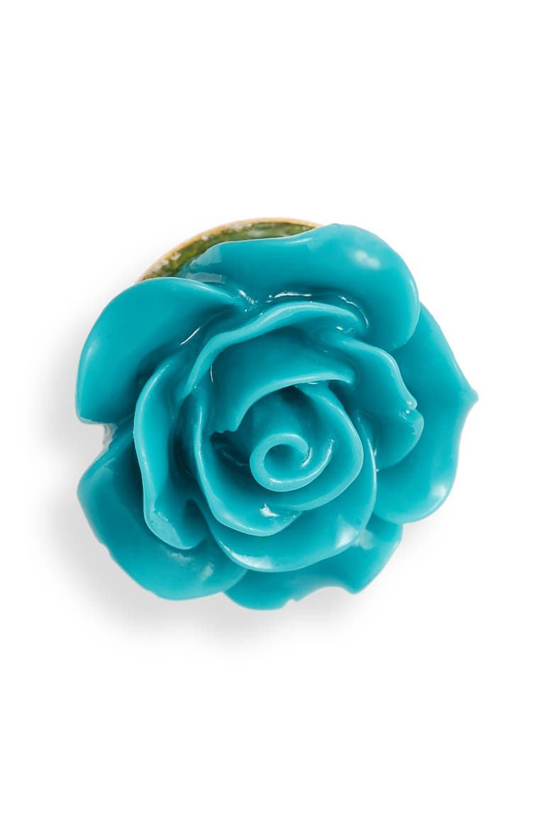 Floral Lapel Pin, Main, color, TURQUOISE