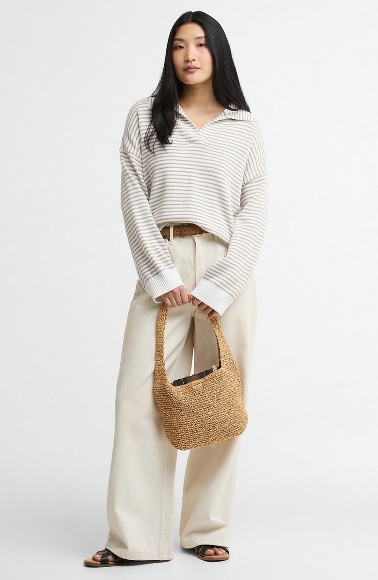 Barbour Aylesby Stripe Sweater, Alternate, color, Cloud/ Sand Stripe