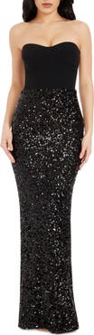 Dress the Population Vada Mixed Media Strapless Gown