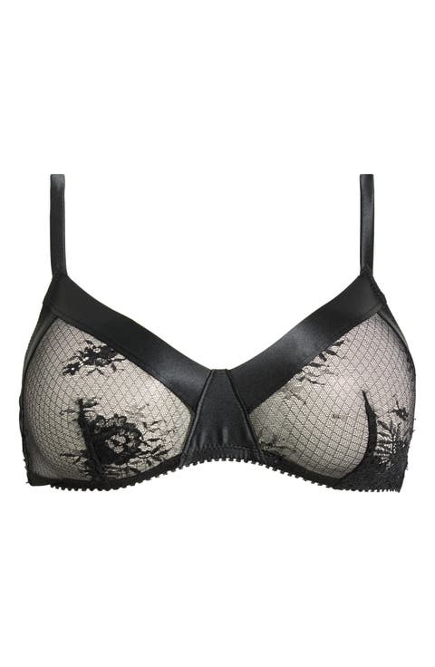 Louise Sheer Satin & Lace Triangle Bralette