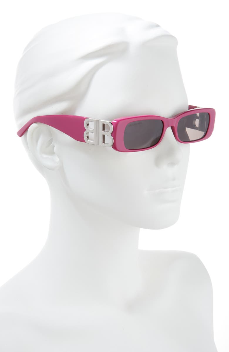 Balenciaga 51mm Square Sunglasses, Alternate, color, Fuchsia Silver Grey