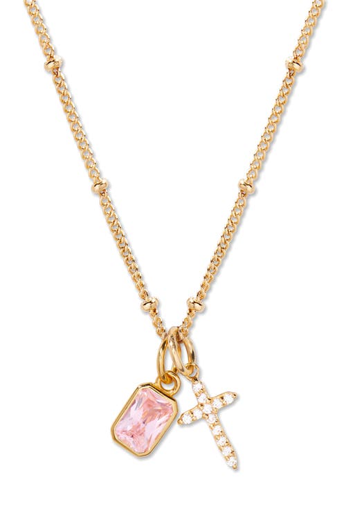 Brook & York Brook And York Josephine Cross & Birthday Pendant Necklace In Gold October