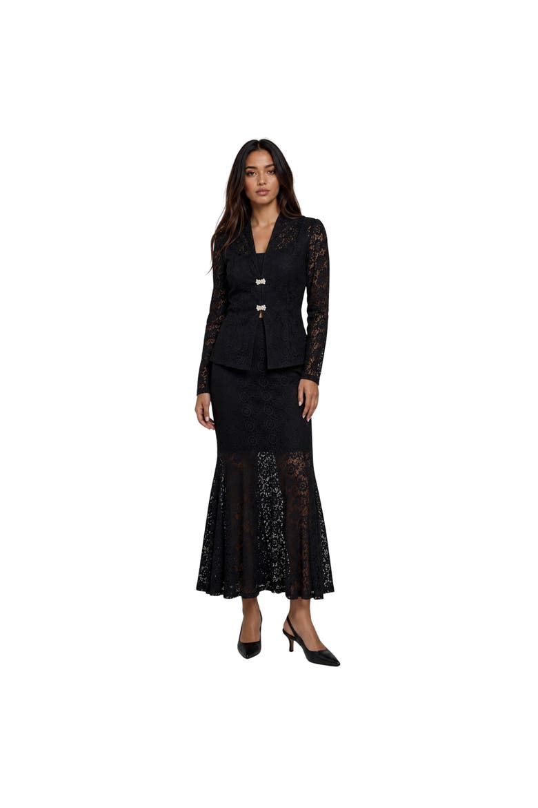The Valentina Lace Blazer, Alternate, color, Black