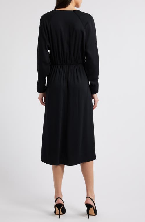 Hugo Boss Boss Diesha Long Sleeve Midi A-line Dress In Black