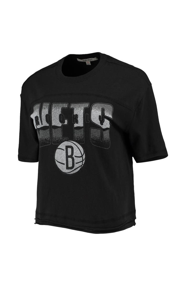 Junk Food Women's Junk Food Black Brooklyn Nets Gradient Crop Top, Alternate, color, 