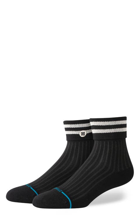 Stripe Roll Cuff Quarter Socks