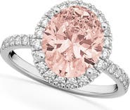 ALLUREZ Oval Halo Morganite & Diamond Engagement Ring 14K Gold