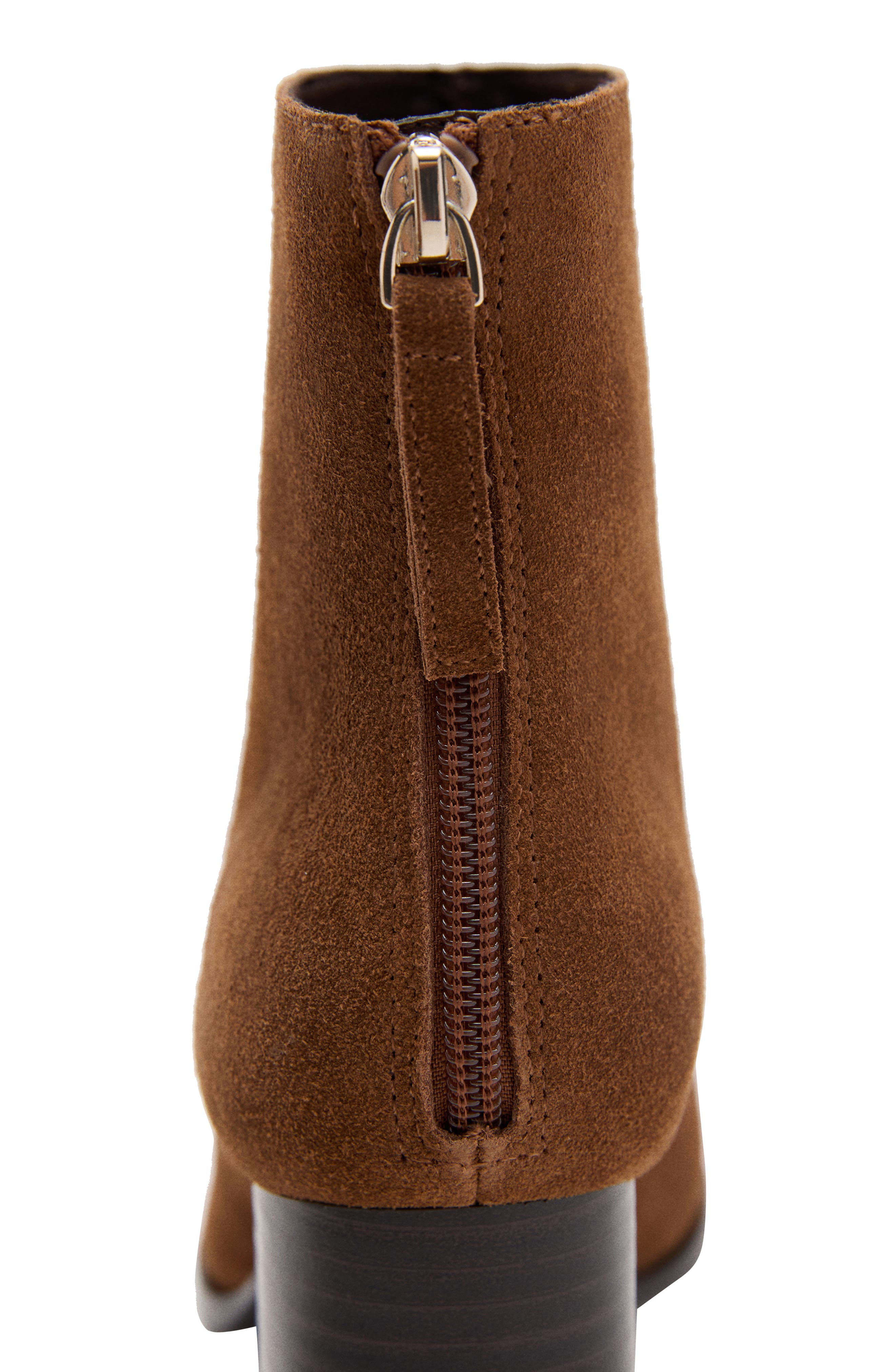 MANGO Block Heel Bootie, Alternate, color, Tobacco Brown