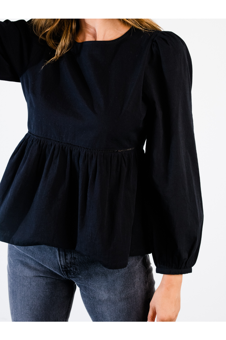 Lauren Babydoll Top, Alternate, color, Black