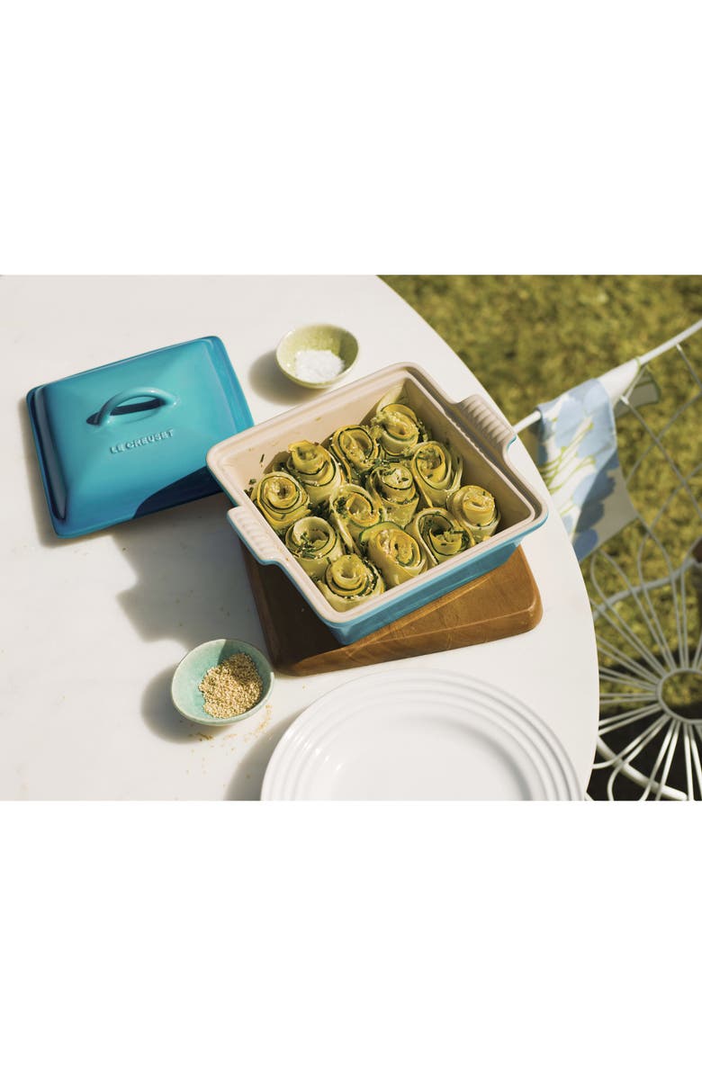 Le Creuset Heritage 2 1/2 Quart Covered Square Stoneware Casserole, Alternate, color, Caribbean