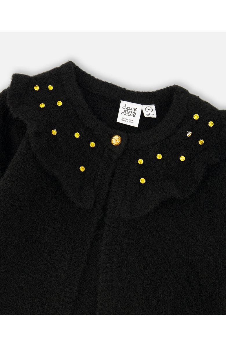 Deux par Deux Knitted Cardigan with Rhinestones, Alternate, color, Black