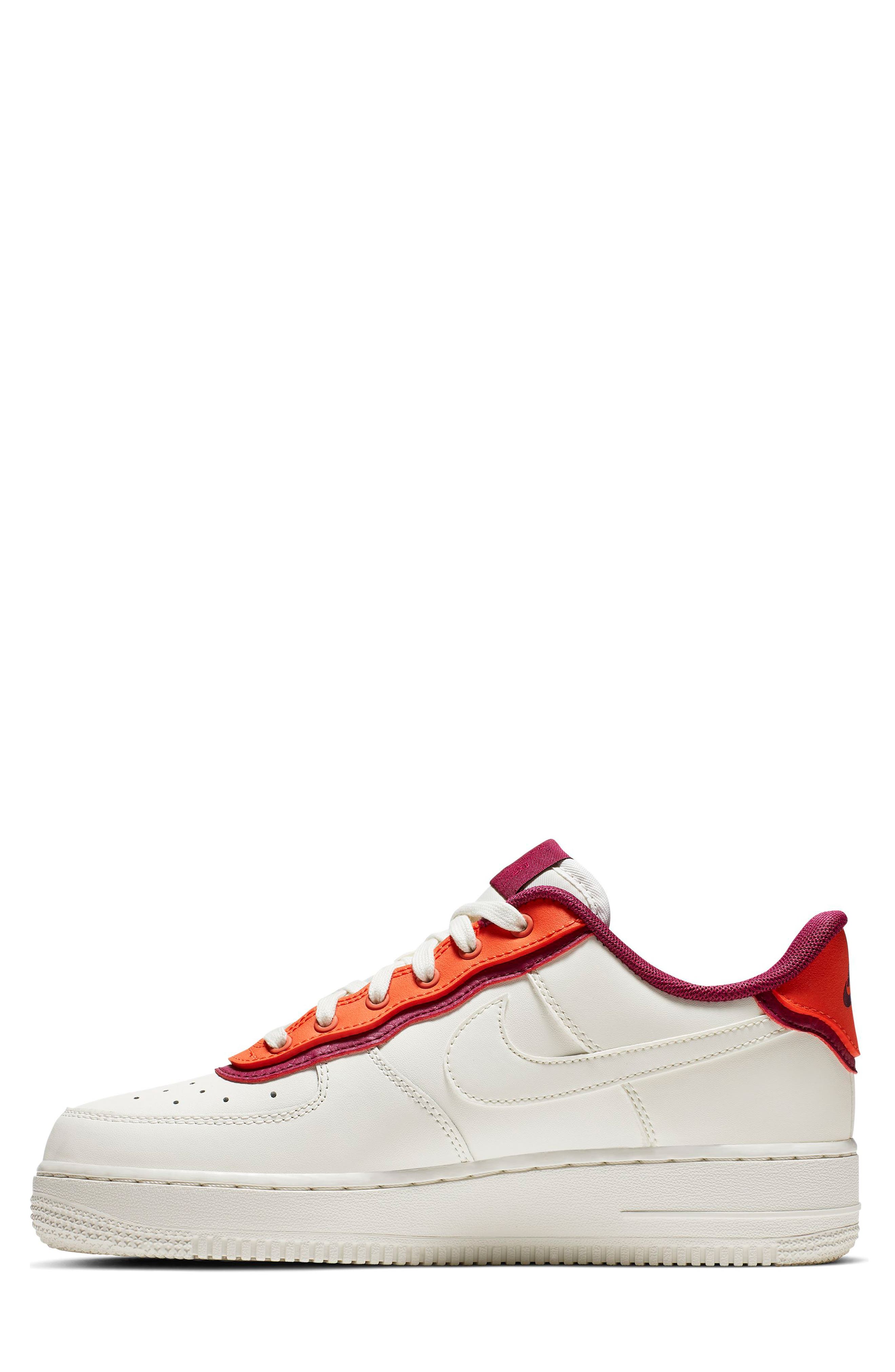 Air Force 1 '07 SE Sneaker, Alternate, color, SAIL/ TEAM ORANGE/ BERRY