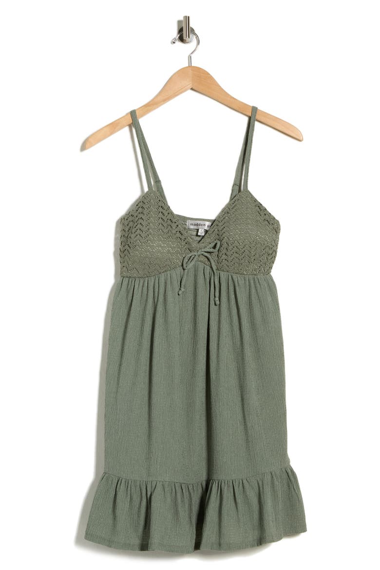 Crochet Babydoll Tiered Dress, Alternate, color, SEAGRASS