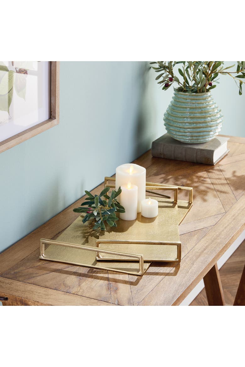 Elora Decorative Trays Set of 2, Alternate, color, Gold